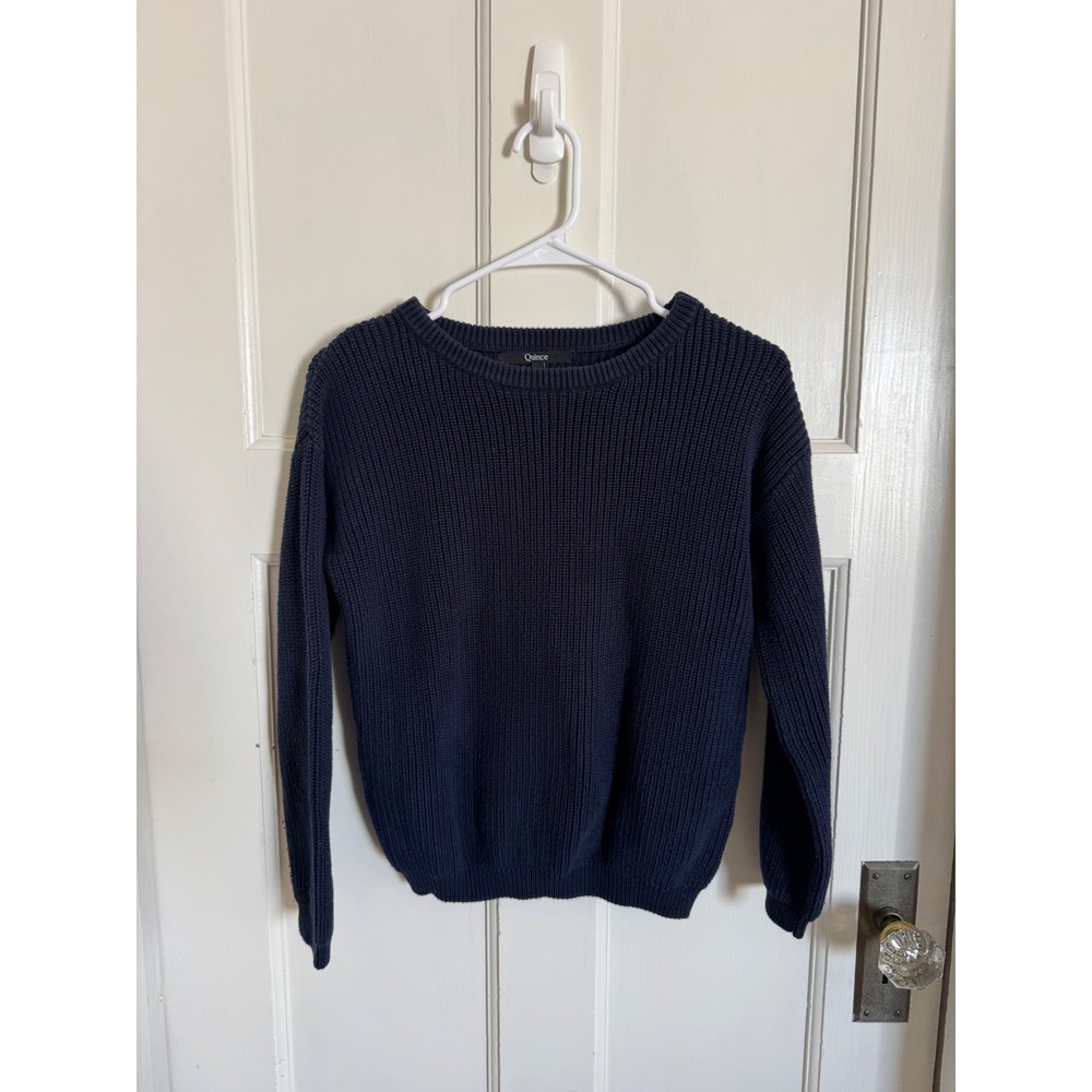 Quince navy blue organic cotton crewneck sweater size 12